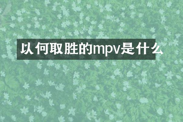 以何取胜的mpv是什么