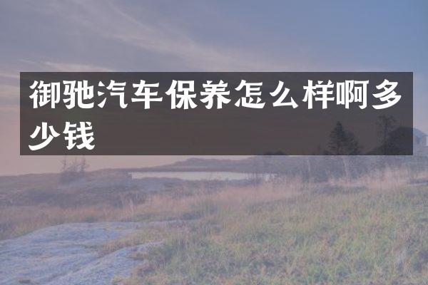 御驰汽车保养怎么样啊多少钱