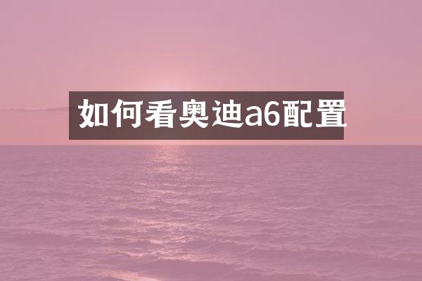 如何看奥迪a6配置