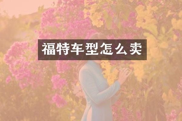 福特车型怎么卖