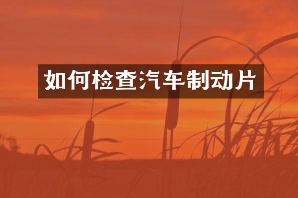 如何检查汽车制动片