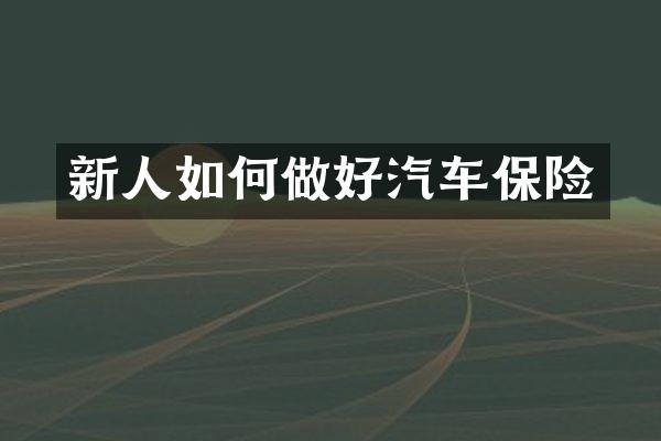 新人如何做好汽车保险
