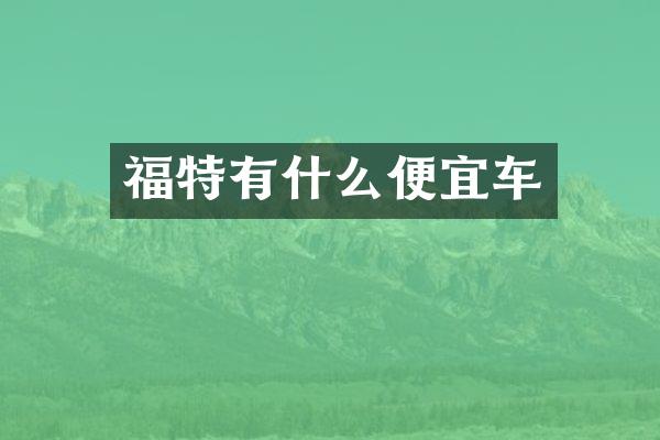 福特有什么便宜车