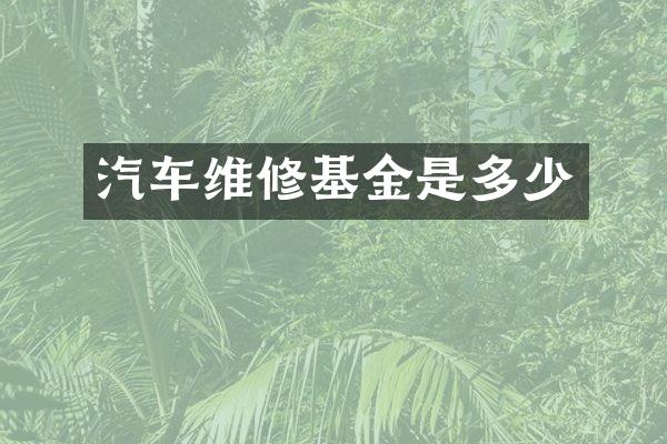 汽车维修基金是多少
