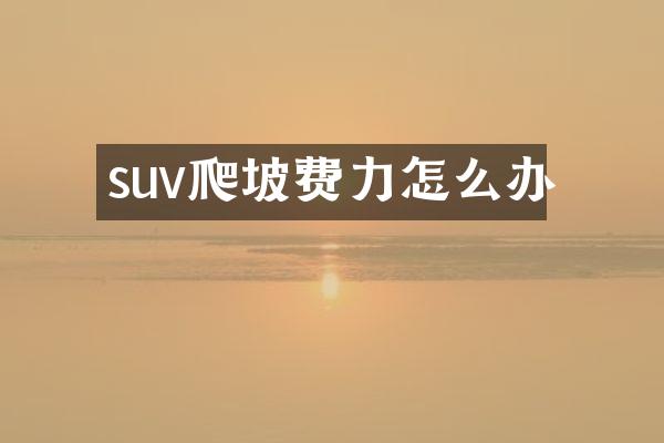 suv爬坡费力怎么办