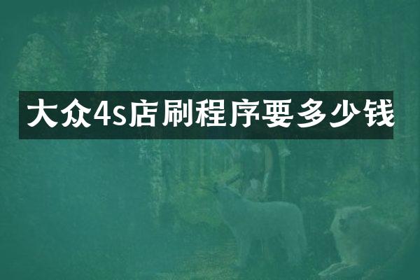 大众4s店刷程序要多少钱