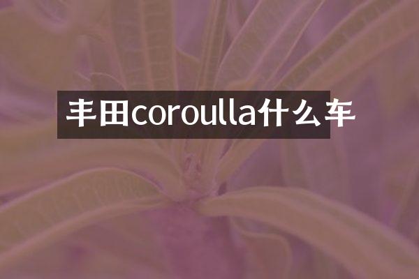 丰田coroulla什么车