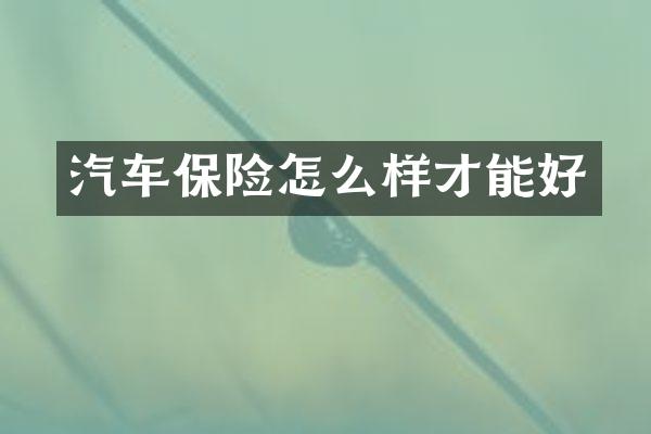 汽车保险怎么样才能好