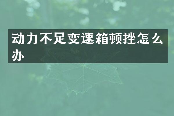 动力不足变速箱顿挫怎么办