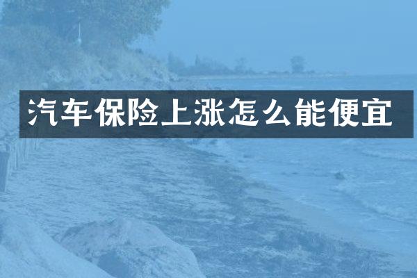 汽车保险上涨怎么能便宜