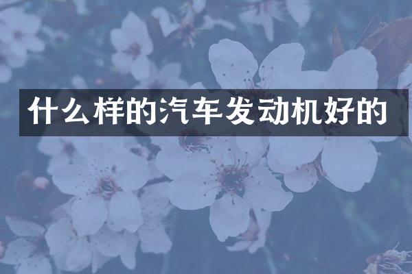 什么样的汽车发动机好的