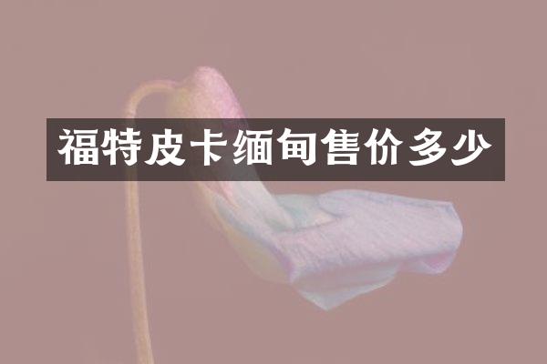 福特皮卡缅甸售价多少