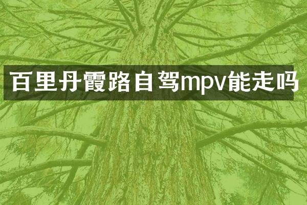百里丹霞路自驾mpv能走吗