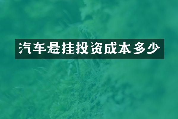 汽车悬挂投资成本多少