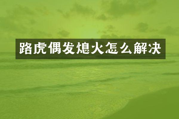 路虎偶发熄火怎么解决
