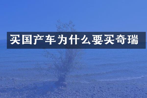买国产车为什么要买奇瑞