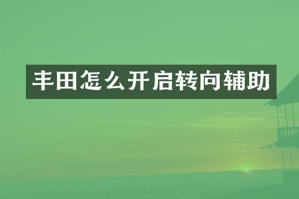 丰田怎么开启转向辅助