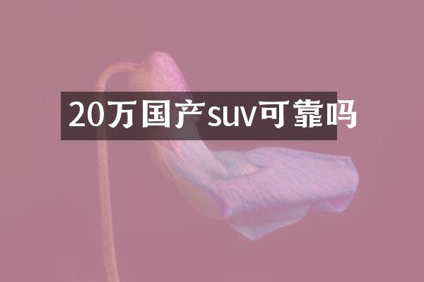 20万国产suv可靠吗