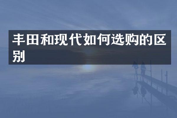丰田和现代如何选购的区别