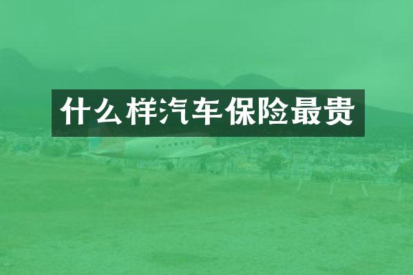 什么样汽车保险最贵