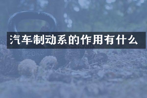 汽车制动系的作用有什么