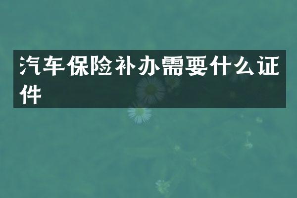 汽车保险补办需要什么证件