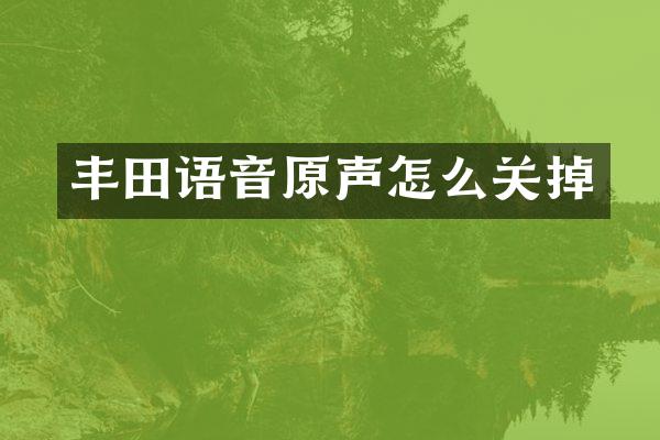 丰田语音原声怎么关掉