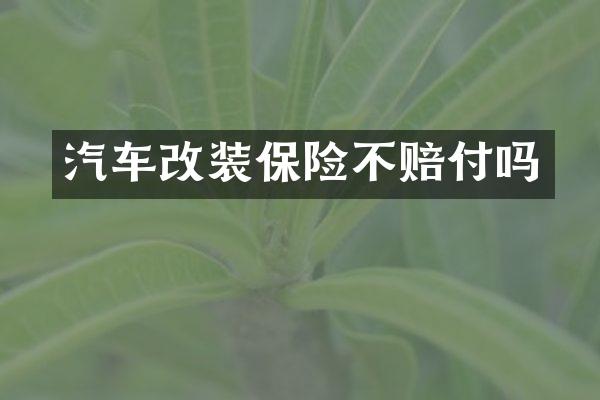 汽车改装保险不赔付吗