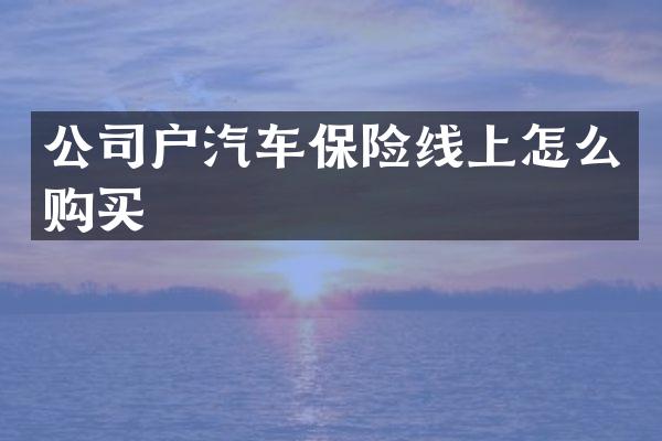 公司户汽车保险线上怎么购买