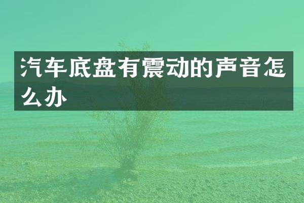 汽车底盘有震动的声音怎么办