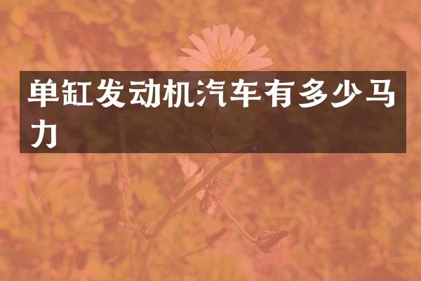 单缸发动机汽车有多少马力