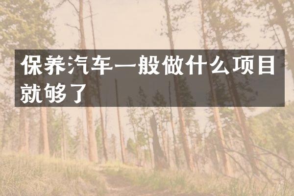 保养汽车一般做什么项目就够了