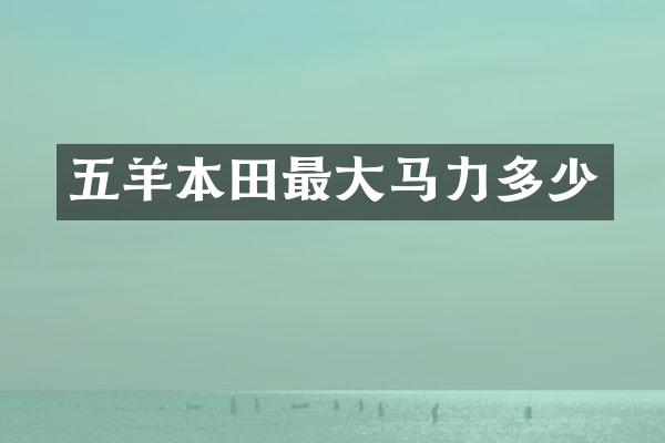 五羊本田最大马力多少
