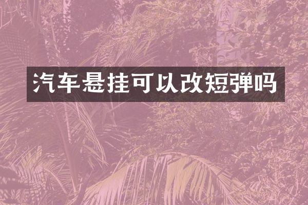 汽车悬挂可以改短弹吗