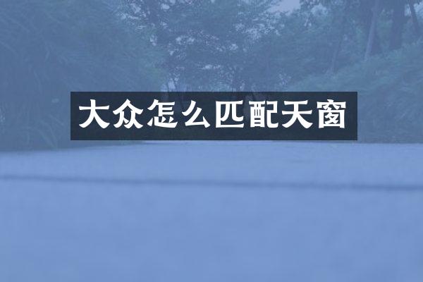大众怎么匹配天窗
