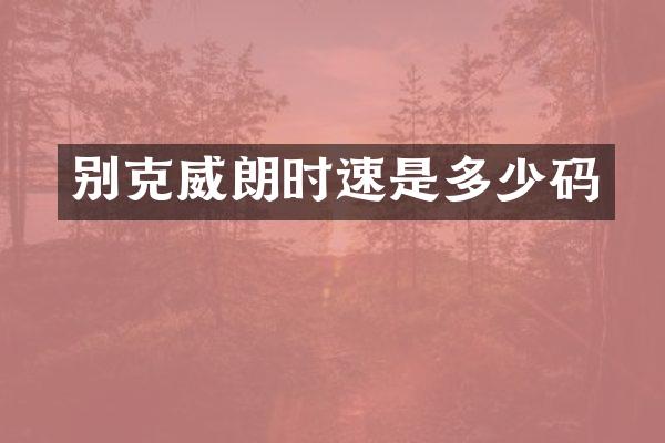 别克威朗时速是多少码