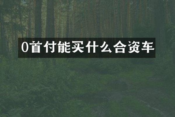 0首付能买什么合资车