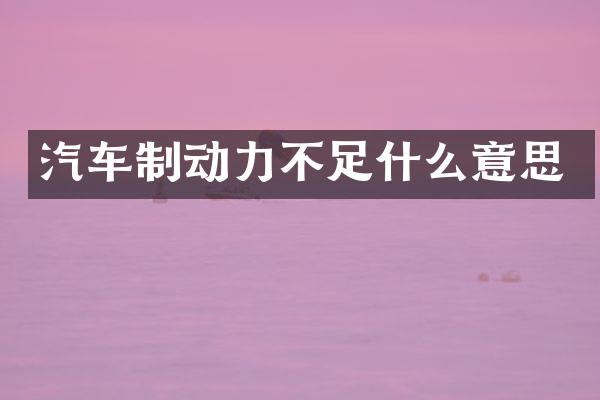 汽车制动力不足什么意思