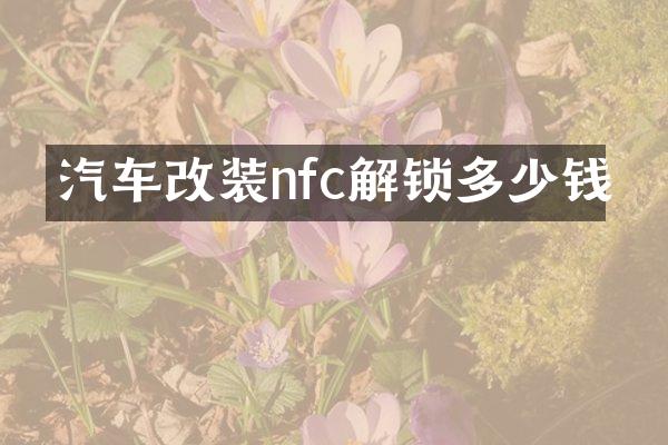 汽车改装nfc解锁多少钱