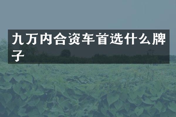 九万内合资车首选什么牌子