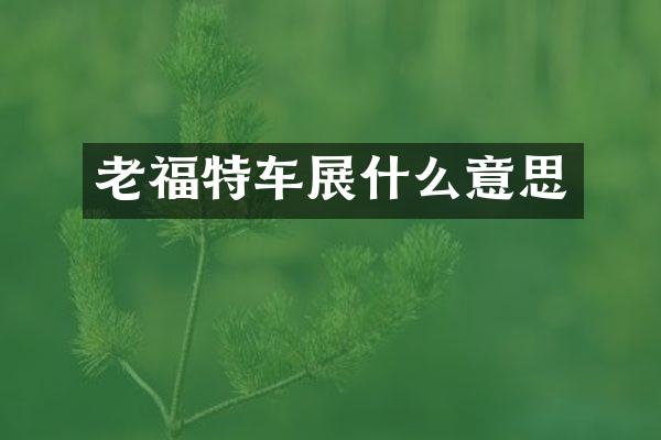 老福特车展什么意思