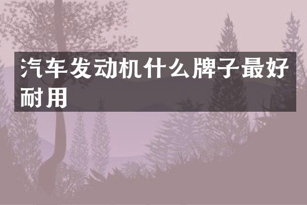 汽车发动机什么牌子最好耐用