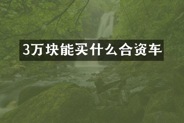 3万块能买什么合资车