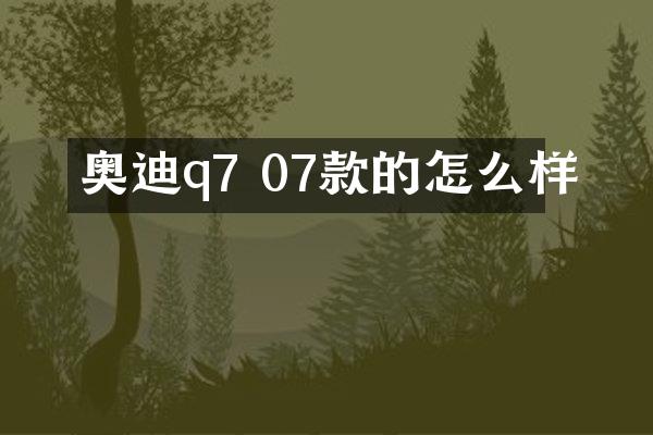 奥迪q7 07款的怎么样
