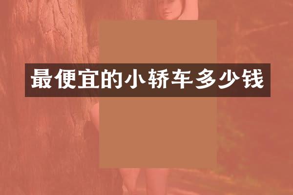 最便宜的小轿车多少钱