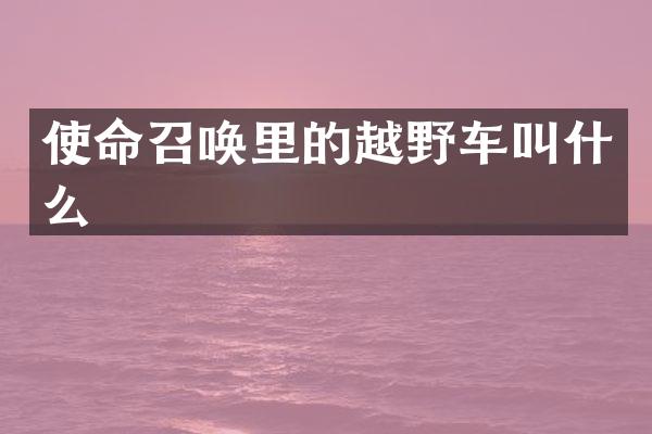 使命召唤里的越野车叫什么
