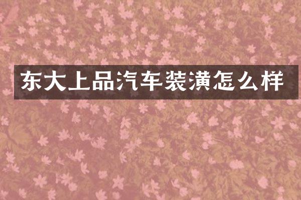 东大上品汽车装潢怎么样