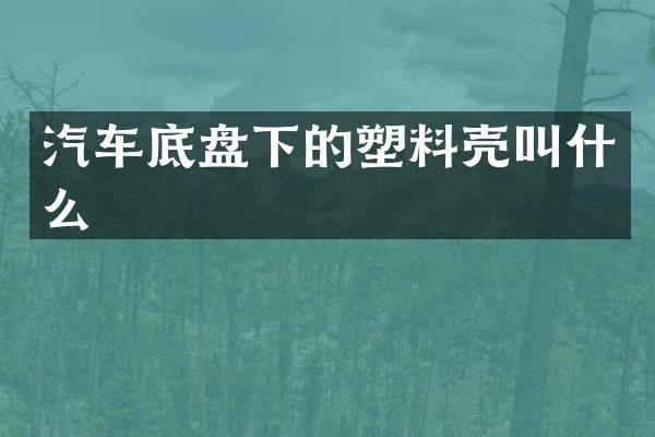 汽车底盘下的塑料壳叫什么
