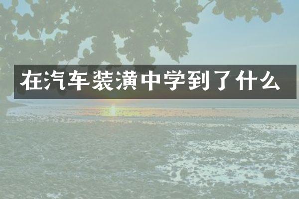 在汽车装潢中学到了什么
