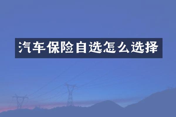 汽车保险自选怎么选择